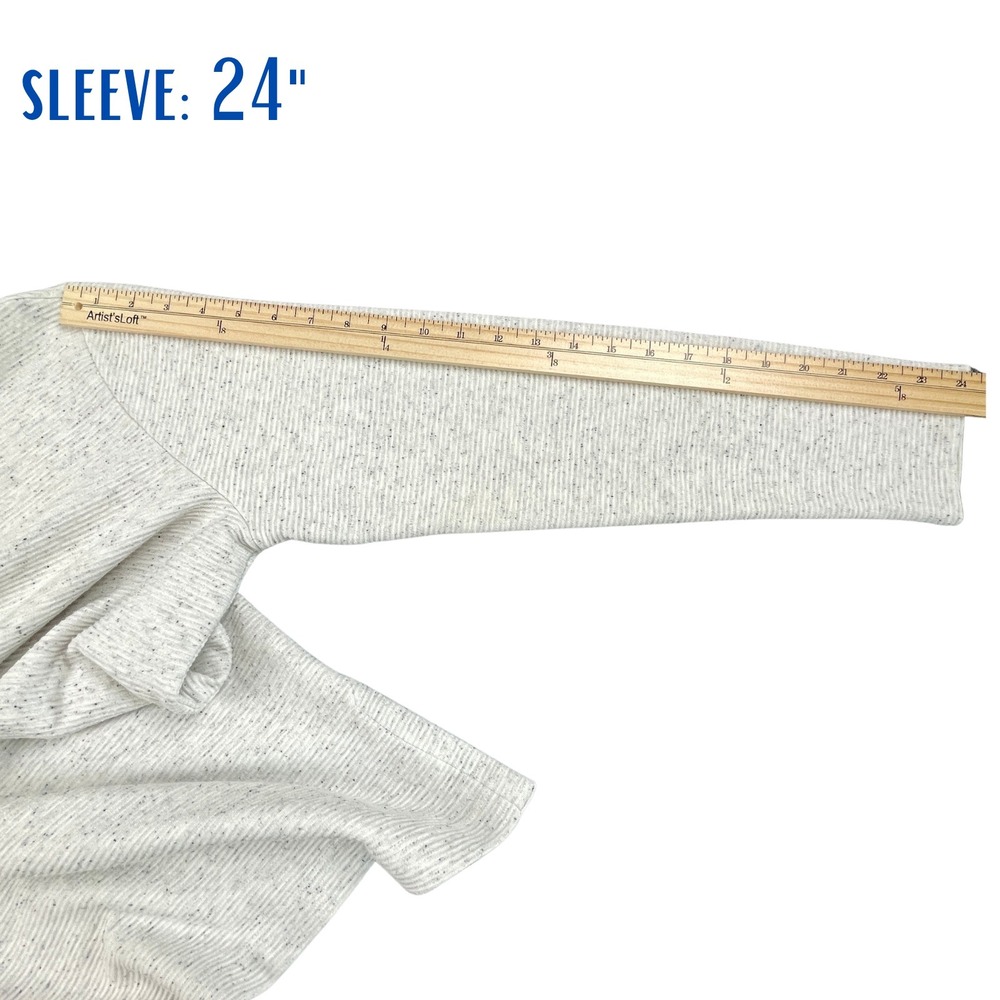 J.Jill Wearever Womens Flecked Ribbed Mock Neck Tunic Top Sweater Oatmeal Gray M - Picture 9 of 9